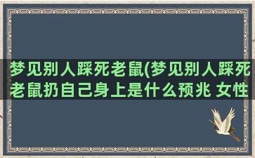 梦见别人踩死老鼠(梦见别人踩死老鼠扔自己身上是什么预兆 女性)